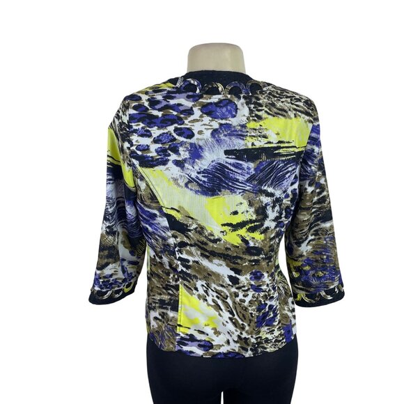 Chicos Womens Multicolor Polyester Open Front Jacket Embellished Design Size 0 - Picture 3 of 5